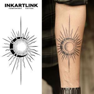 Sun And Moon Temporary TattooLasts To 15 Days New Technology Magic Waterproof Semi Permanent StickerFor Holiday Party.