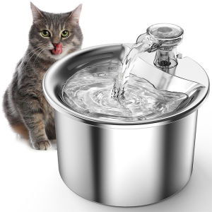 2L Smart Pet Water Fountain Stainless Steel Automatic Induction Water Dispenser Ultra Quiet Pump Water Foutain for Cat Dog with Filter