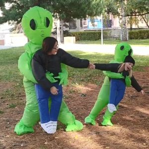 ET-Alien Inflatable Monster Costume Scary Green Alien Cosplay Costume for Halloween Party Festival Stage for Adult Kid