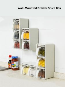 New Runlong Thickened Kitchen Spice Jar Set Salt Pot Seasoning Combination Multiple Grids Salt Seasoning Set Drawer Style European Style