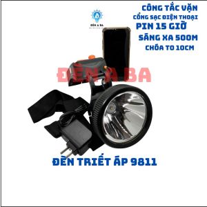Đèn Pin đội đầu siêu sáng 9811 200W 14-16h sáng chóa 10cm sử dụng triết áp điều chỉnh độ sáng