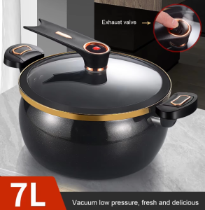 7L Large Capacity Chubby Micro-Pressure Pot 26cm Non-Stick Stew Pot MultiFunctional for Induction Cooker & Gas Household Kitchen