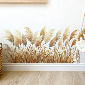 Decal Dán Chân Tường Hoa Cỏ Lau Có Keo Sẵn 58x27.5cm - Trang Trí Nhà Chống Bẩn Chân Tường