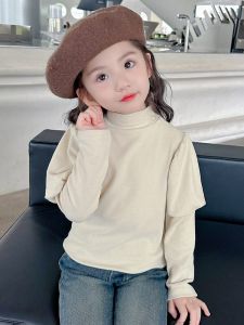 Girls Bubble Sleeve Base Shirt: A Casual Autumn Style Top for Small to Medium Kids