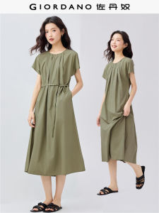 Pure Cotton Summer New Style Gown with Bow Tie Sleeveless Womens Dress round Neck Adjusted Waist Chenrezig Silken Pleated Skirt