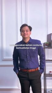 Dgm kemeja pria polos lengan panjang Corduroy navy 1094