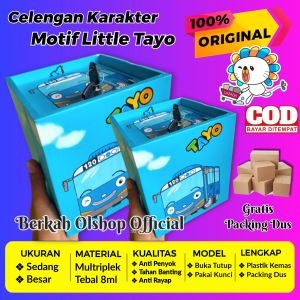 Celengan Karakter Tayo (Pakai Kunci) - Celengan Kunci Motif Tayo - Celengan Tayo Besar - Celengan Pakai Kunci - Kado Ultah Anak