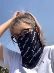Women Summer Sunscreen Mask Face Anti-Ultraviolet Chiffon Scarf UV Men Hanging Ear Wind Protection Full Neck Protector