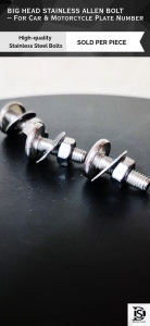 Big Head Stainless Allen Bolt 6mm x 20mm – For Car & Motorcycle Plate Number (Sold Per Piece)