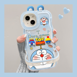 Xanh Dương Doremon Băng Ghế Đôi Giá Đỡ Điện Thoại Di Động Ốp Silicon Chống Rơi Bảo Vệ Cho Apple Huawei Xiaomi