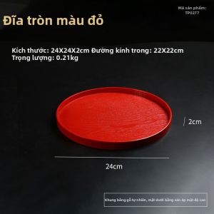 Khay Đựng Món Ăn Cưới Tròn Đỏ Được Khoét Trên Gỗ