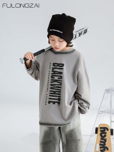 Fashionable Pure Cotton Loose Kids T-Shirt for Spring Autumn FULONGZAI Parent-Child Clothing New Style Big Children Wear