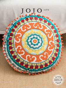 JOJOS L. PD.Bird Pure Cotton Embroidered round Pillowcase Lace Trimmed Personalized Cushion Cover Nordic Style Home Decor