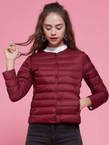 New Lightweight Cotton Jacket Womens round Neck Short V-Neck Inner Liner Warm Thin Outerwear Coat Loose Fit Chinese Brand