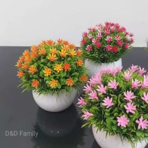 Bunga plastik hias pot bonsai Landak