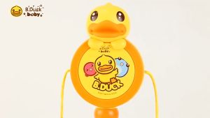 B.Duck Little Yellow Duck Toy Wave Drum Music Drum 0-1 Year Old Newborn Baby Toy Drum Baby Wave Drum Music Light Drum