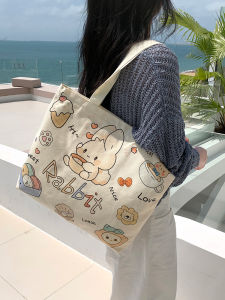 Cute Canvas Shoulder Bag for Women Commuter Tote Bag Large Capacity Single Strap Bag Ideal for Class Casual Chic Style