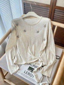 PAIBOLI | French Stylish Exclusive Elegant Knitted Top Beige