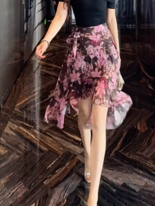 MANMI | Elegant Print Irregular Design Skirt