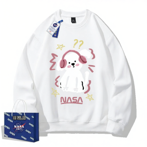 Áo Hoodie cổ tròn hợp tác NASA phong cách Casual Chic