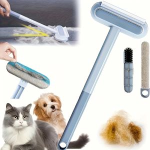 Multifunctional Pet Hair Remover Brush Long Handle Window Cleaning Brush Pet Fur Cleaner Tool Manual Cat Dog Hair Remover Brush