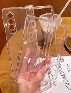 Hard Case Silikon Transparan Bezel Cover Clear Hinge Engsel Proctect Dengan Pen Slot dan Tanpa Pen Slot Kompatibel Untuk Samsung Galaxy Z Fold 6 Z Fold 5 Z Fold 4 Z Fold 3 Bening Mid Cover