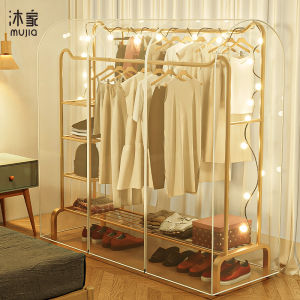 Clothes Hanger with Dust Cover For Home Floor Double Pole Hangers Clothes Cover Clothes Hanger Dustproof Bag Transparent Clothes Hanger Cover