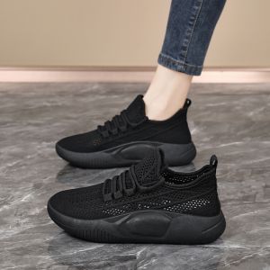 Womens Running Shoes Summer Breathable Mesh Lightweight Soft Bottom Hollow out Design Shock Absorption Small Size 34 Sport Sneakers