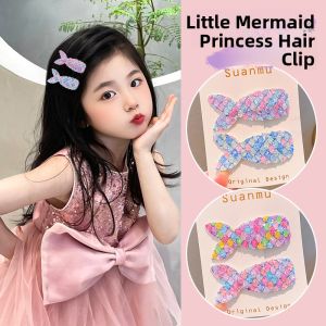 Princess Style Childrens Hair Accessories Mermaid Tail Bright Sequins BB Clips Cute Girls Side Bangs Fringe Hairpins