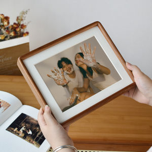 Elegant Handcrafted Real Wood Round Corner Photo Frame 6 Inches