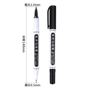 Dual-Head Oil-Based Marker Pen Fine Point Waterproof Quick-Drying Non-Fading Line Drawing Student Art Supplies Fiber Tip