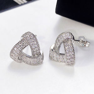 Huitan Fashion Luxury Triangular Stud Earrings with Shiny CZ Stone Modern 2022 Women Earrings Daily Wear Versatile Ear Jewelry