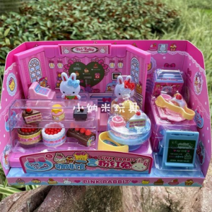Pink Rabbit Cafe Bunny Boys and Girls Play House Toy Scene Shopping Cute Cake Delicious Snack House