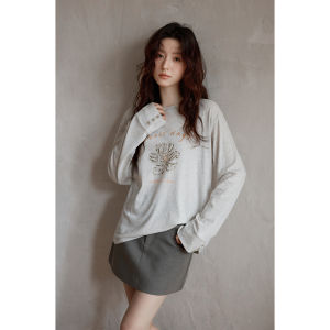seemon | Áo Thun Dài Tay Trẻ Trung Phong Cách Hàn Quốc Elegent Rộng Rãi