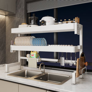 Kitchen Sink Storage Rack Cream Style Dish Drainer Multi-Function Dishwasher Plate Storage Shelf Drainage Shelf Clamp Type