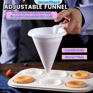 ItemMart White Adjustable Plastic Funnel for Baking Cake Decorating Tools Kitchen Accessories Easy Operating Funnels