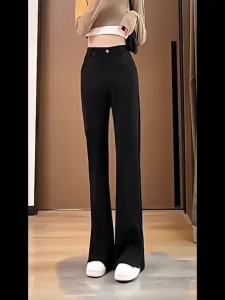 Women Elegant Vintage Zipper High Waist Bootcut Pants Plus Size Flare Wide Leg Bell Bottom Casual Bootcut Panjang Korean Fashion Workwear OL Office Muslimah Tulang Pants
