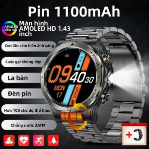 LIGE | Đồng Hồ Thông Minh Ngoài Trời Dành Cho Nam Pin 1100mAh Chống Nước 3ATM Với Chức Năng Theo Dõi Nhịp Tim Bluetooth Chức Năng Gọi Điện Đèn Pin Quân Sự Vòng Đeo Tay Thể Thao