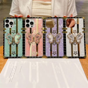 Luxury Metal Decoration Diamond Butterfly for Oppo A60 A79 A18 A17 A17k A16 A16k A16e A15 A15s A98 A54 A53 A5 A9 2020 A31 A77 A77s A58 A78 A74 A96 A76 A94 A93 A92 A5S A7 A12 A3S Cases for Women Girls  Diamond Butterfly Support Handing Stander