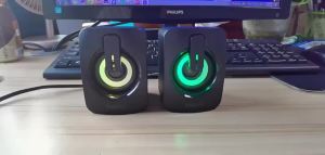 Mini Computer Sound Box HIFI Stereo Microphone Audio PC Speaker USB Wired With LED Light 3.5mm AUX For Desktop Notebook Computer