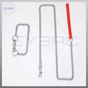 Dog Steel Chain Leash with Collar Nylon Handle