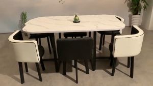 MIZONA 1 Set Dining Table Office Meeting Table Office Table Cake Shop Table Rectangle Big Table WIth 6 Chair