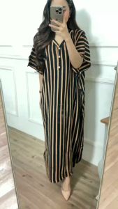 Batiksufie Dress Lowo Salur Kerah V Bahan Rayon 8454 Ld 155 cm Jumbo