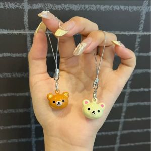 2 cái dễ thương Rilakkuma gấu lười Mặt dây chuyền chuông sinh viên mặt dây chuyền điện thoại di động cặp đi học Ba Lô Móc Khóa gắn mặt dây trẻ em Quà tặng