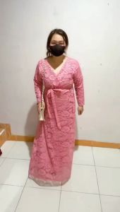 Hijab Murah Net: Icha Dress Brokat Full & V Neck Dress Ukuran M L XL XXL