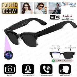 Kính Thông Minh AI Dành Cho Nam Nữ Camera 8MP Video 1080P Dịch Thuật 100+ Ngôn Ngữ Gọi Bluetooth Kính Râm Chống Tia UV RAM 32GB