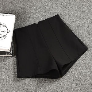 Black Fleece Lined High Waist Wide Leg Short Pants Womens Autumn Winter Fashion Casual Trousers A-Line Slimming Boot Pants