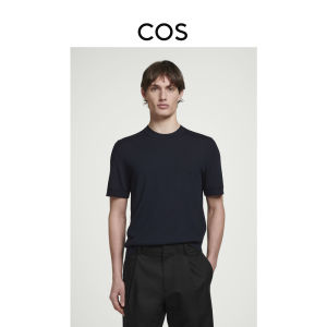 Slim Fit Merino Wool Short Sleeve T-Shirt COS Mens Fashion Urban Style Spring New Arrival Royal Blue Casual Knitted Sweater