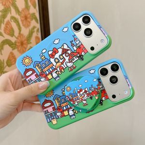 Sanrio | Cute Cartoon Amusement Park Sanrio KT Magnetic Stand Phone Case For iphone 17 16 15 Pro Max Wireless Charging Anti Drop Cover