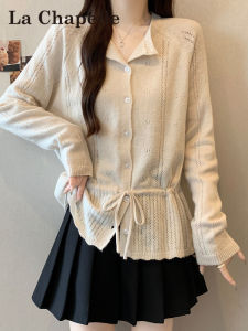 La Chapelle | Knitted Sweater with Lace-up Design V-neck Casual Hiding Fat Autumn Winter New Style